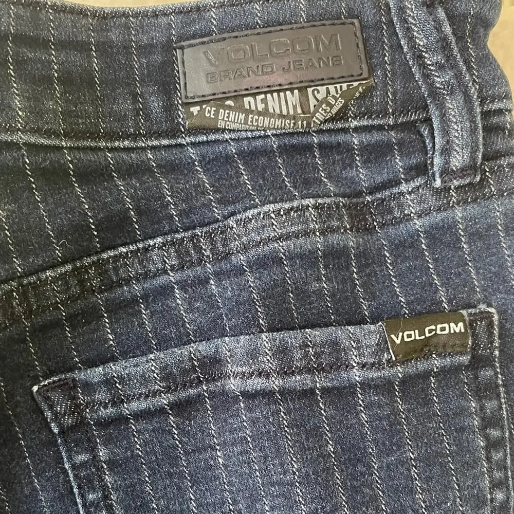 Volcom High Rise Dark Blue Striped Jeans